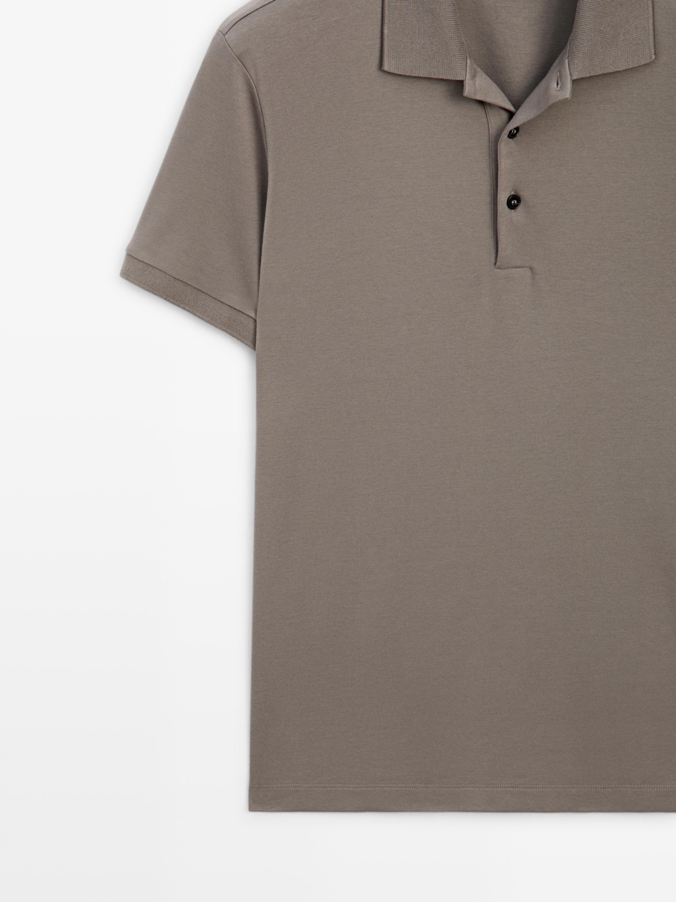 Cotton blend short sleeve polo shirt